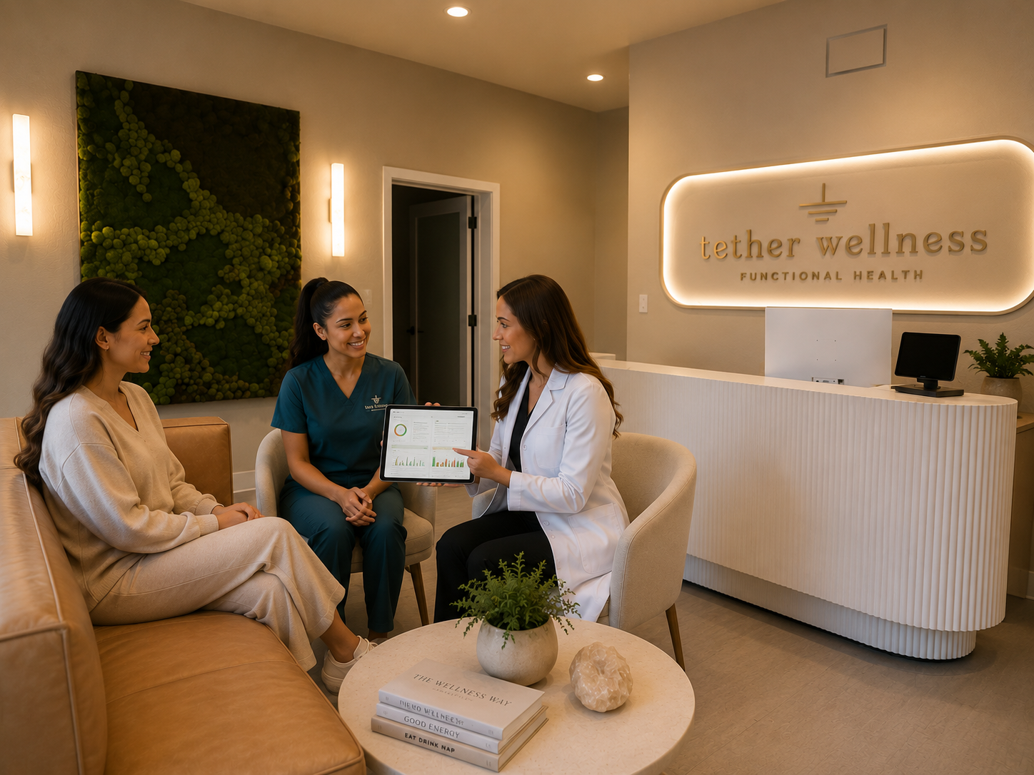 A serene wellness space at Tether Wellness